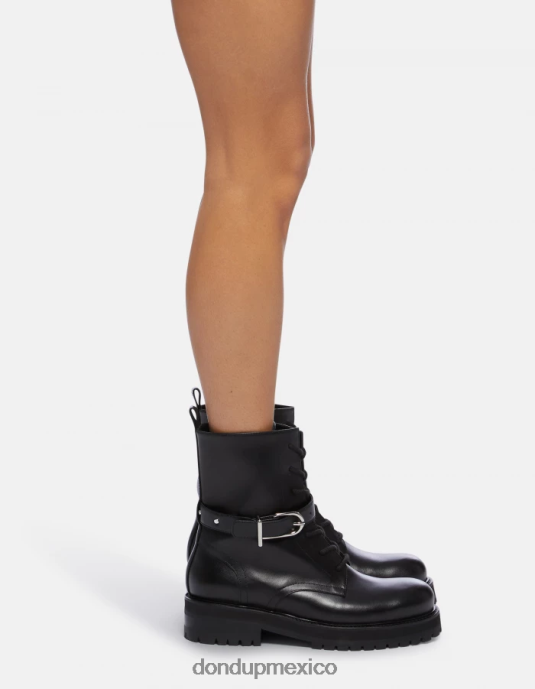 negro DONDUP mujer botas militares de piel de becerro napa calzado D0VXD455