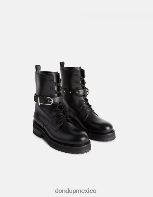 negro DONDUP mujer botas militares de piel de becerro napa calzado D0VXD455