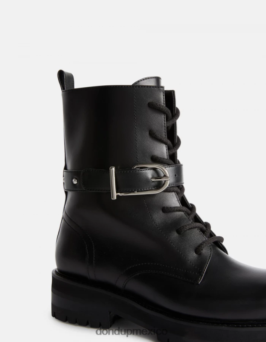 negro DONDUP mujer botas militares de piel de becerro napa calzado D0VXD455