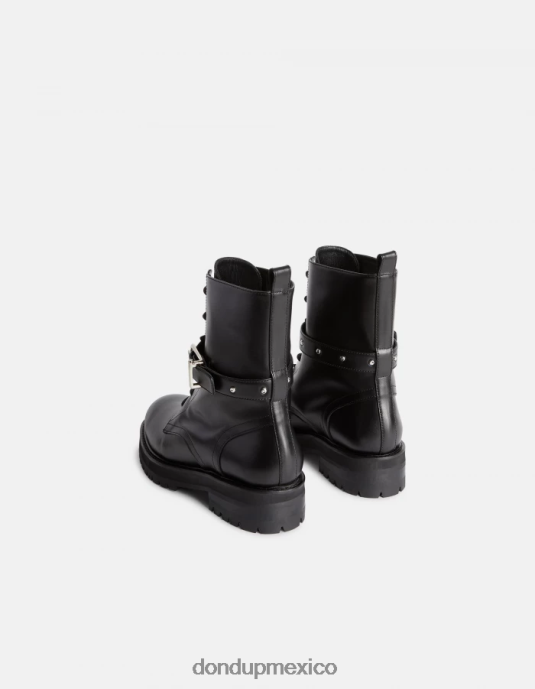negro DONDUP mujer botas militares de piel de becerro napa calzado D0VXD455