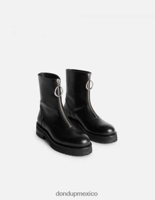 negro DONDUP mujer botas militares de piel de becerro napa calzado D0VXD463