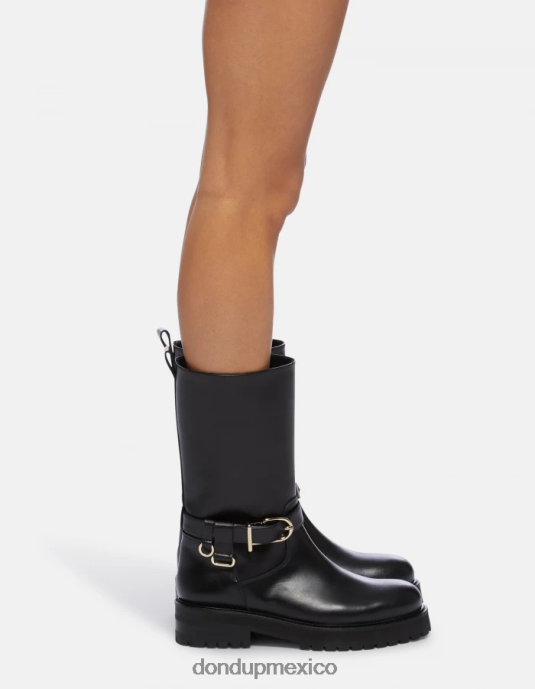negro DONDUP mujer botas moteras de piel de becerro napa calzado D0VXD454