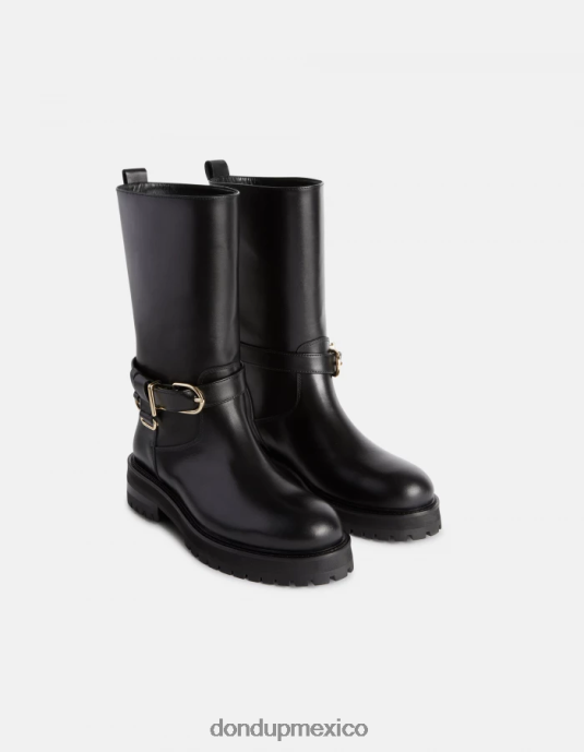 negro DONDUP mujer botas moteras de piel de becerro napa calzado D0VXD454