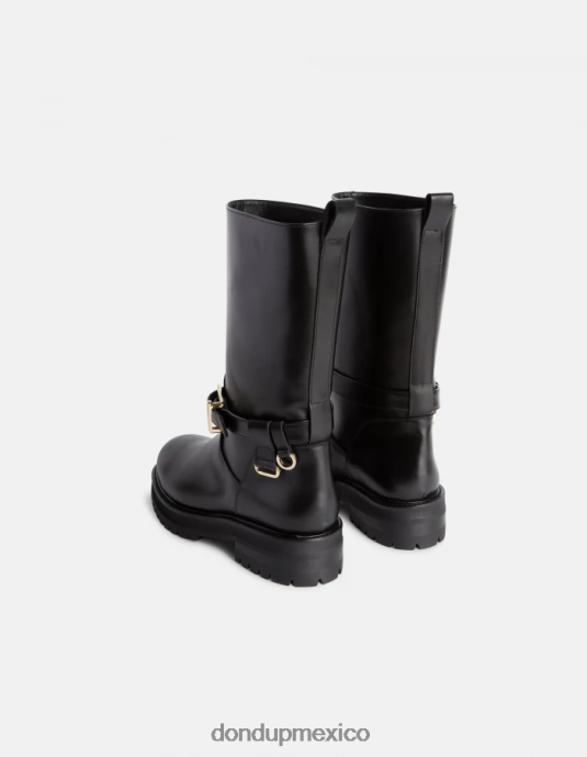 negro DONDUP mujer botas moteras de piel de becerro napa calzado D0VXD454