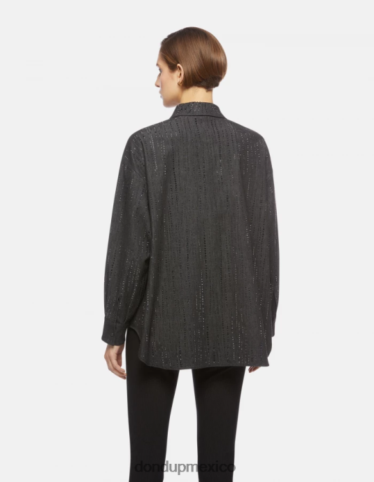 negro DONDUP mujer camisa de mezclilla de gran tamaño vestir D0VXD257