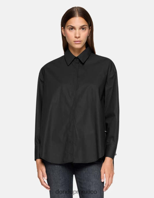 negro DONDUP mujer camisa de popelina oversize vestir D0VXD242