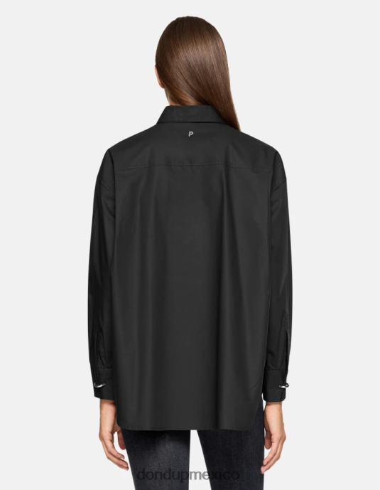 negro DONDUP mujer camisa de popelina oversize vestir D0VXD242