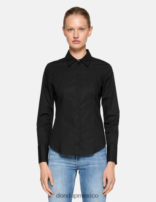 negro DONDUP mujer camisa de popelina slim vestir D0VXD244