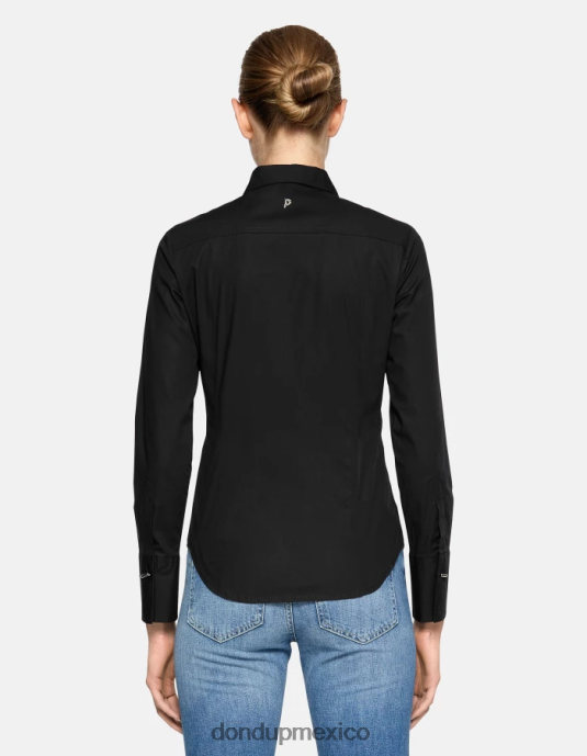 negro DONDUP mujer camisa de popelina slim vestir D0VXD244