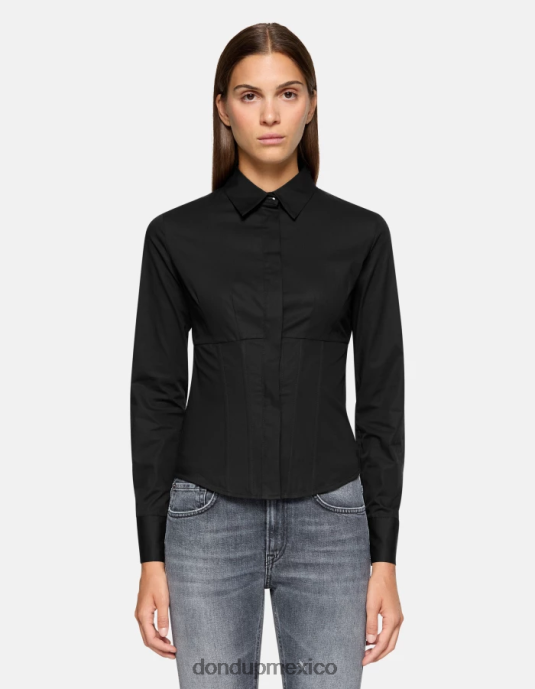 negro DONDUP mujer camisa de popelina slim vestir D0VXD248