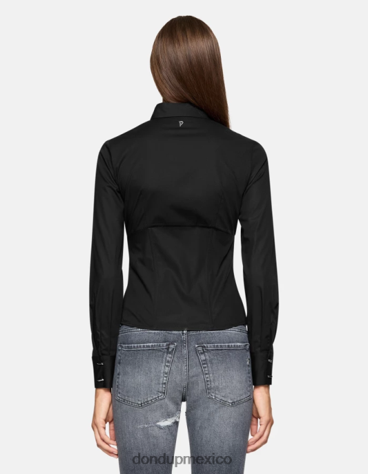 negro DONDUP mujer camisa de popelina slim vestir D0VXD248