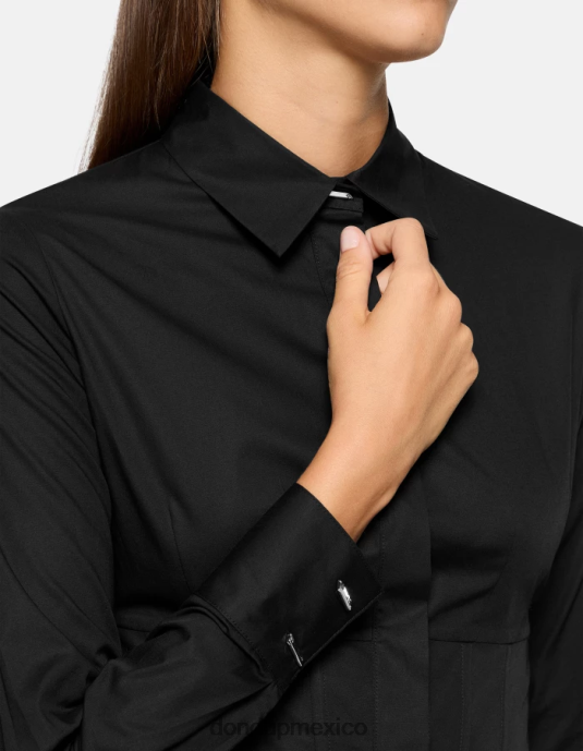 negro DONDUP mujer camisa de popelina slim vestir D0VXD248