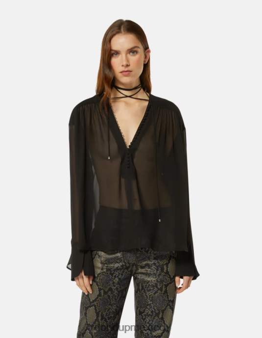 negro DONDUP mujer camisa regular fit de georgette vestir D0VXD268