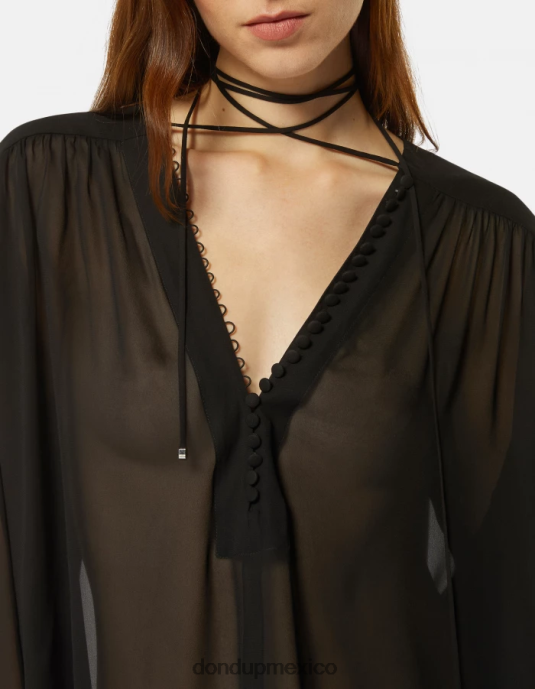 negro DONDUP mujer camisa regular fit de georgette vestir D0VXD268