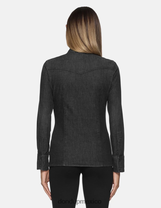 negro DONDUP mujer camisa vaquera ajustada vestir D0VXD250