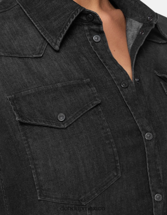 negro DONDUP mujer camisa vaquera ajustada vestir D0VXD250