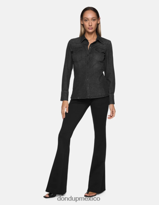 negro DONDUP mujer camisa vaquera ajustada vestir D0VXD250