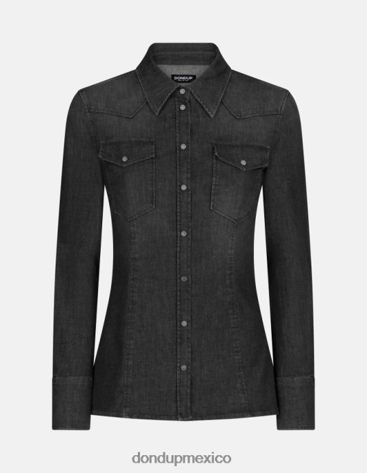 negro DONDUP mujer camisa vaquera ajustada vestir D0VXD250