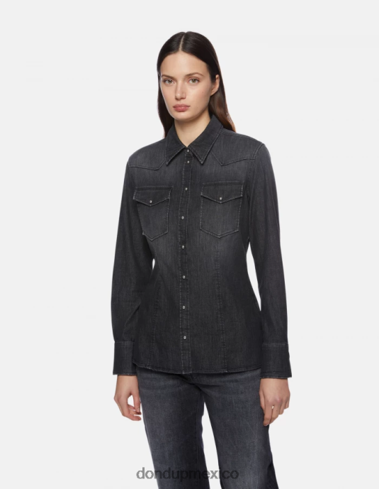 negro DONDUP mujer camisa vaquera ajustada vestir D0VXD251