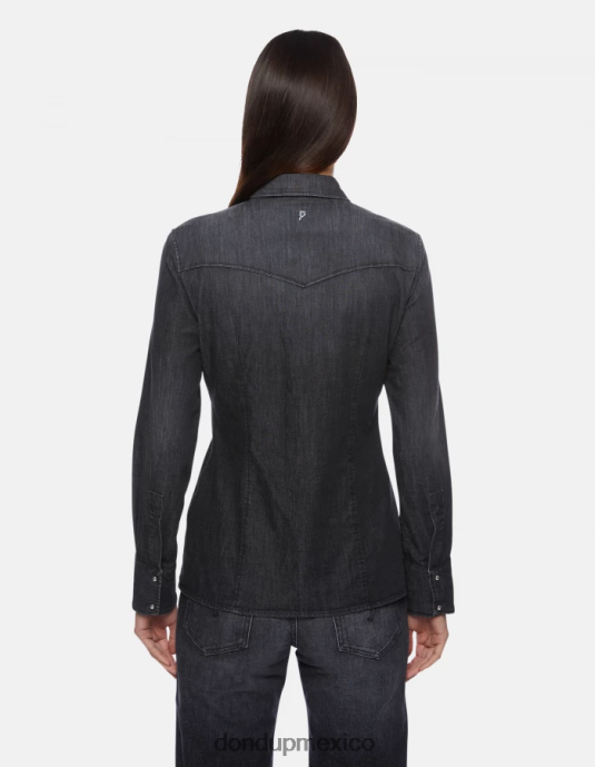 negro DONDUP mujer camisa vaquera ajustada vestir D0VXD251