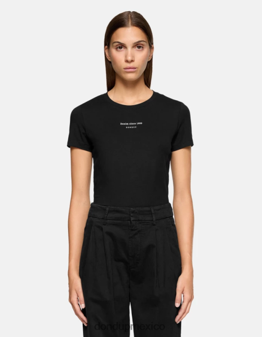 negro DONDUP mujer camiseta ajustada de punto vestir D0VXD418