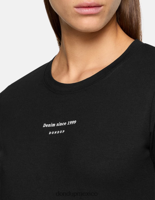 negro DONDUP mujer camiseta ajustada de punto vestir D0VXD418