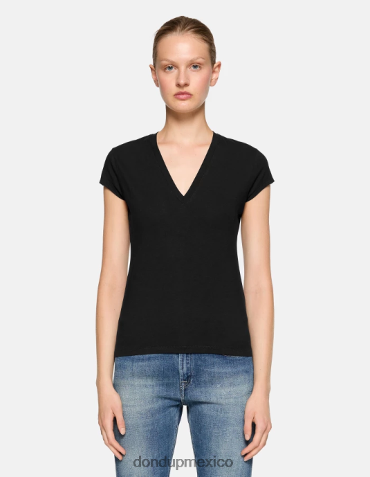 negro DONDUP mujer camiseta ajustada de punto vestir D0VXD420