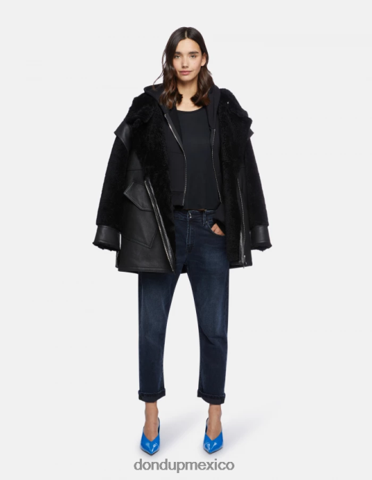 negro DONDUP mujer camiseta interlock oversize vestir D0VXD449