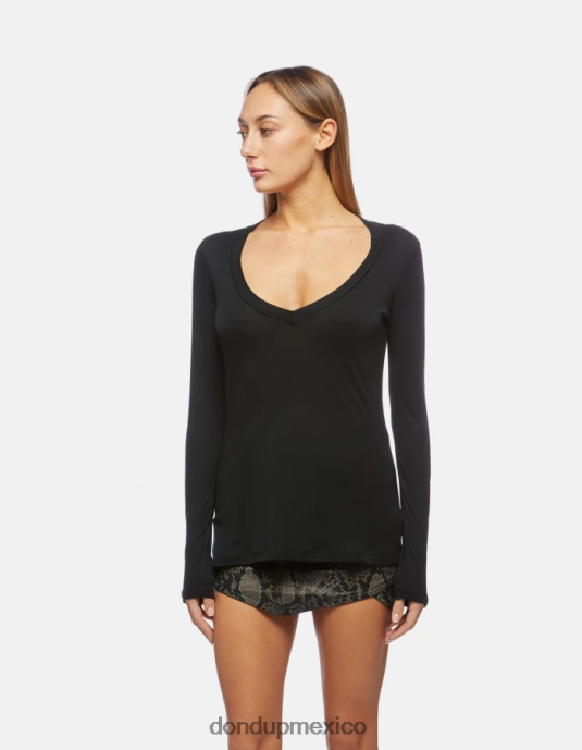 negro DONDUP mujer camiseta interlock slim vestir D0VXD415