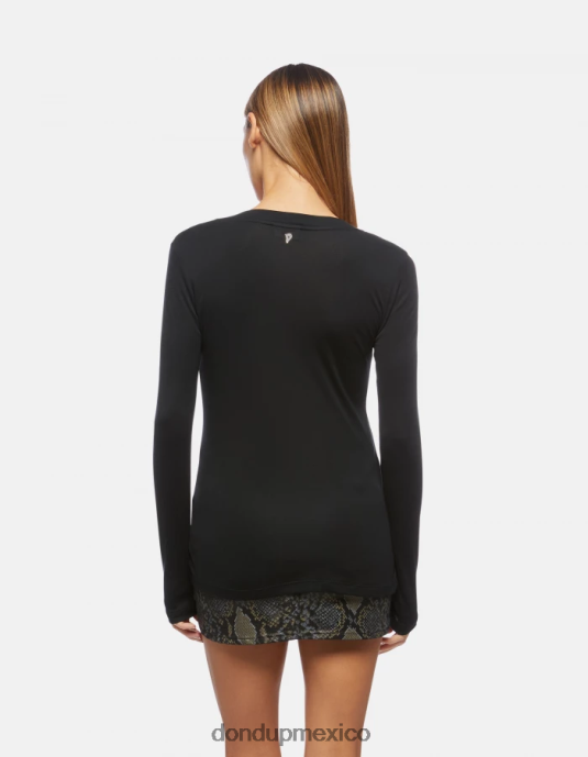 negro DONDUP mujer camiseta interlock slim vestir D0VXD415