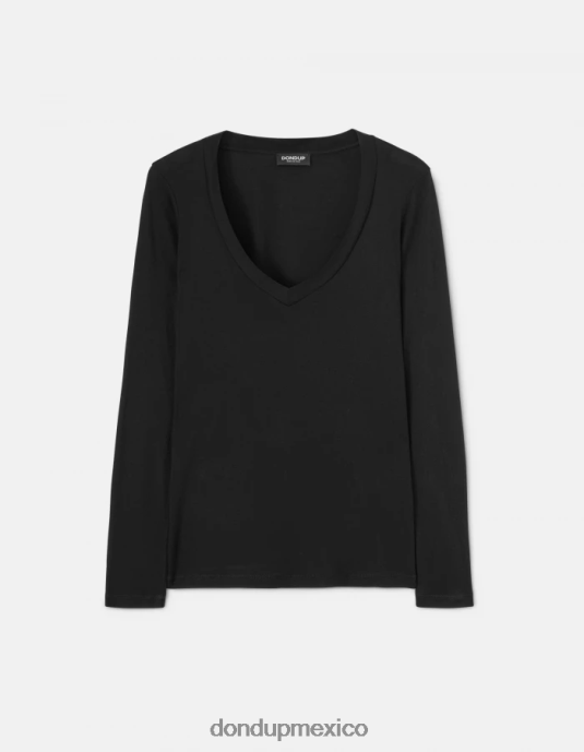 negro DONDUP mujer camiseta interlock slim vestir D0VXD415
