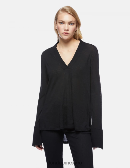 negro DONDUP mujer camiseta oversize de lana vestir D0VXD441