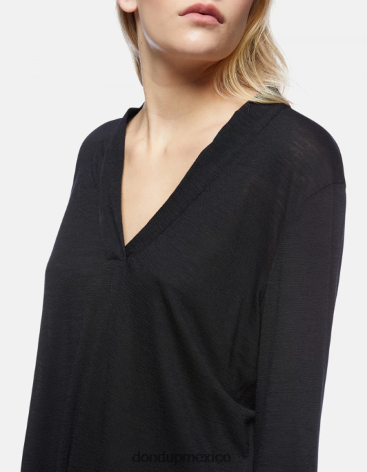 negro DONDUP mujer camiseta oversize de lana vestir D0VXD441