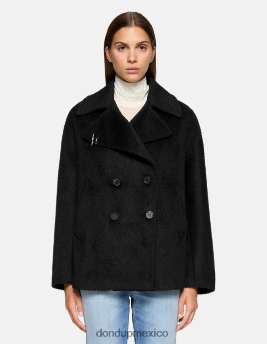 negro DONDUP mujer chaquetón de tela con doble botonadura vestir D0VXD344