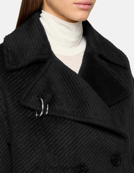 negro DONDUP mujer chaquetón de tela con doble botonadura vestir D0VXD344