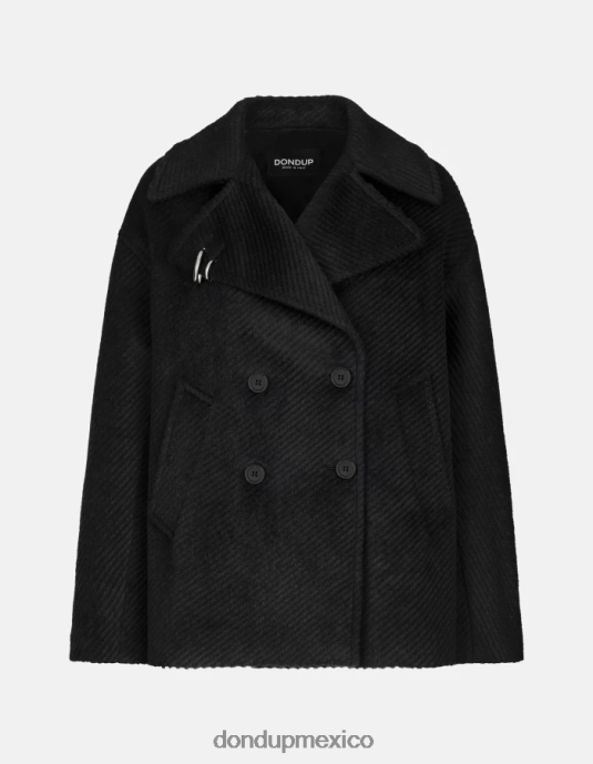 negro DONDUP mujer chaquetón de tela con doble botonadura vestir D0VXD344