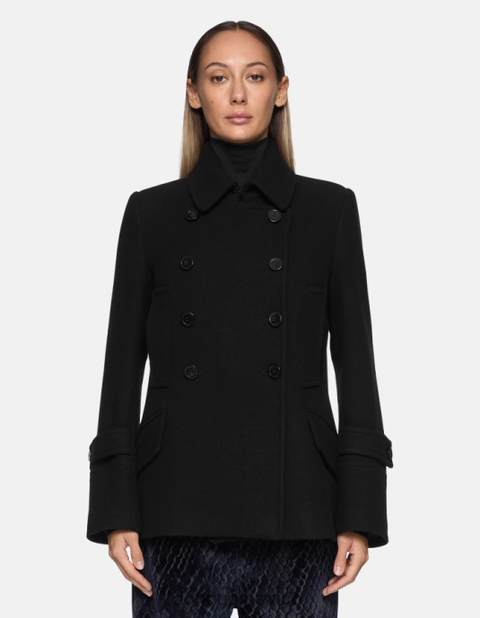 negro DONDUP mujer chaquetón de tela con doble botonadura vestir D0VXD351