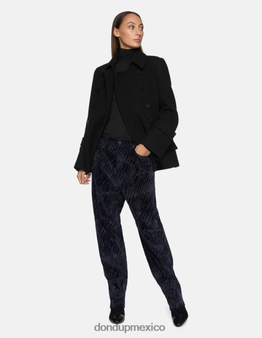 negro DONDUP mujer chaquetón de tela con doble botonadura vestir D0VXD351