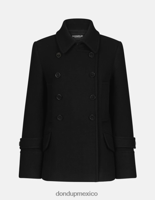 negro DONDUP mujer chaquetón de tela con doble botonadura vestir D0VXD351
