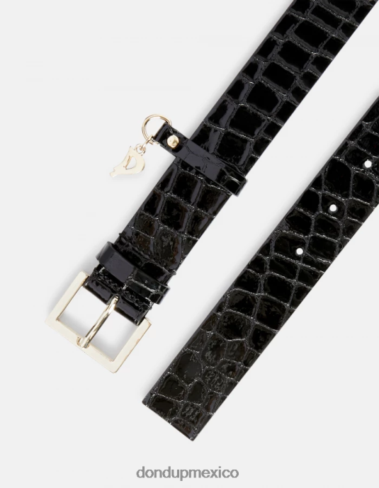 negro DONDUP mujer cinturón de piel con efecto de cocodrilo accesorios D0VXD477
