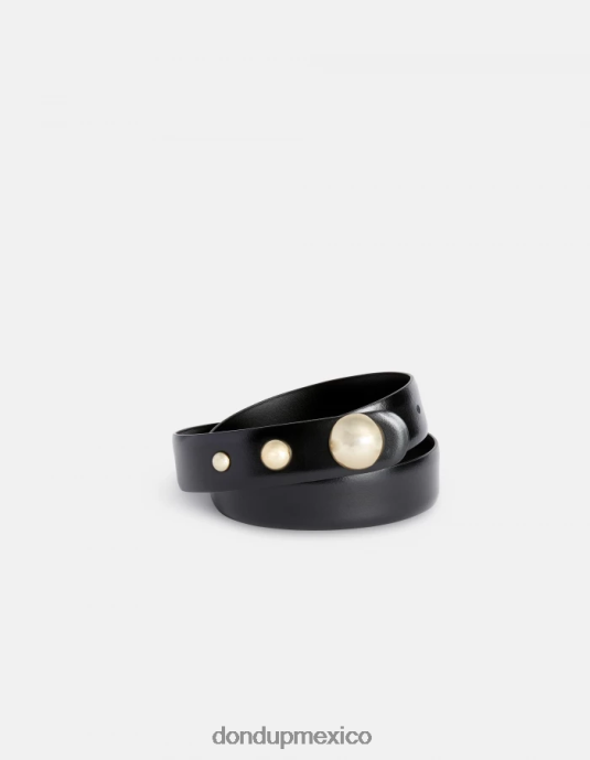 negro DONDUP mujer cinturón de piel de becerro accesorios D0VXD476