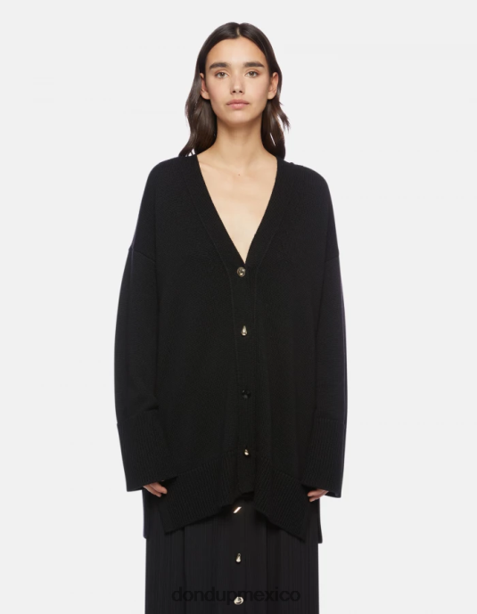 negro DONDUP mujer cárdigan oversize de lana vestir D0VXD318