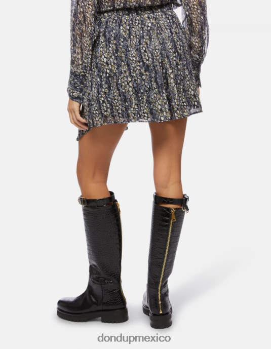 negro DONDUP mujer falda corta de georgette vestir D0VXD399