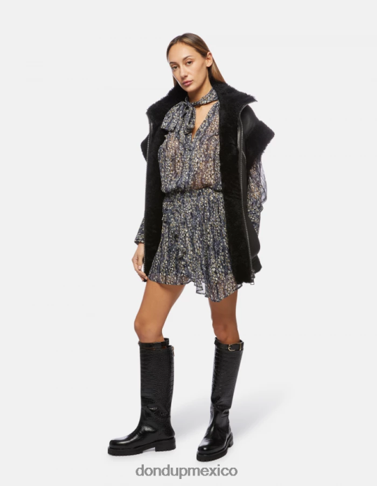 negro DONDUP mujer falda corta de georgette vestir D0VXD399