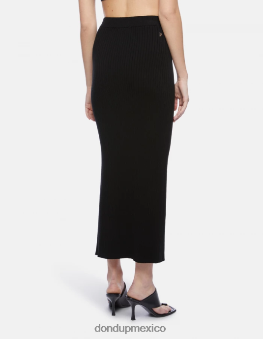 negro DONDUP mujer falda midi de viscosa vestir D0VXD407