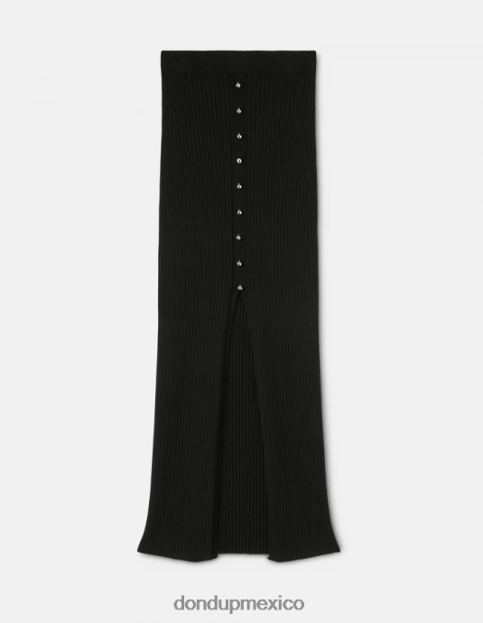 negro DONDUP mujer falda midi de viscosa vestir D0VXD407