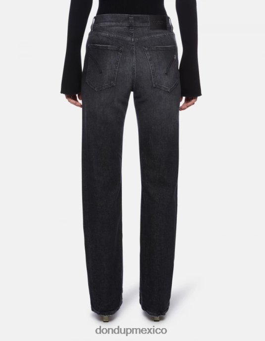 negro DONDUP mujer jeans mabel de mezclilla elástica con pernera ancha vestir D0VXD104