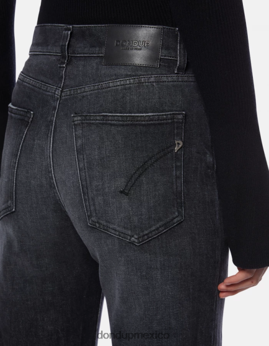 negro DONDUP mujer jeans mabel de mezclilla elástica con pernera ancha vestir D0VXD104