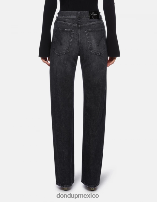 negro DONDUP mujer jeans mabel de mezclilla elástica con pernera ancha vestir D0VXD92