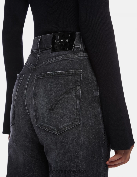 negro DONDUP mujer jeans mabel de mezclilla elástica con pernera ancha vestir D0VXD92